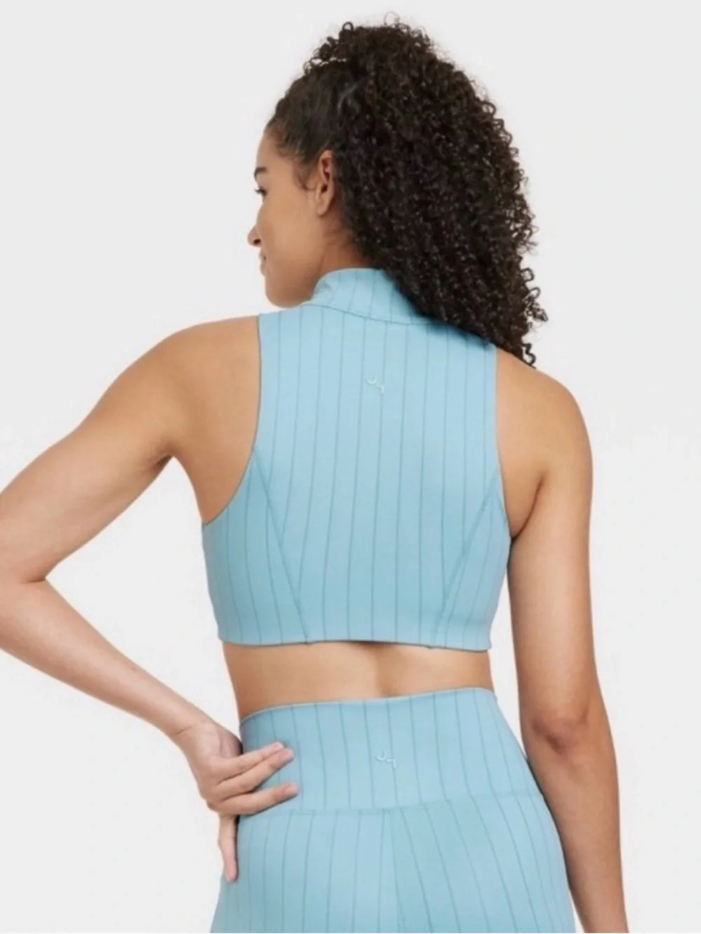 NWT! JoyLab Women’s High Neck Zip-Up Sports Bra Light Aqua Blue - Size XL NEW!